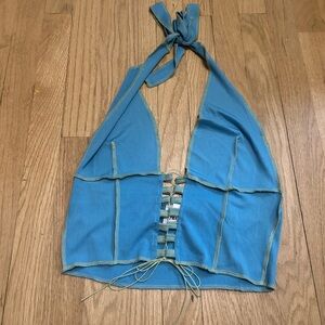 Princess Polly Blue Sleeveless Cut Out Tank Top